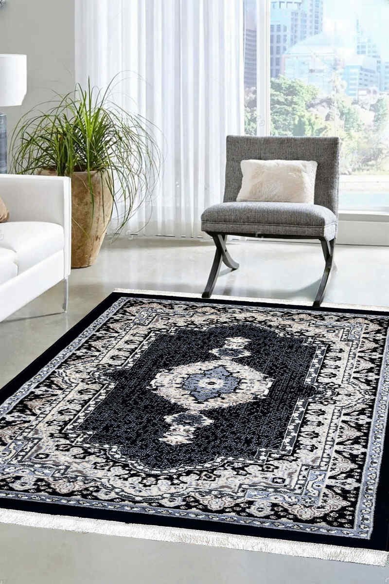rug 14aa Artisan Collection Luxe Black/Grey Rug 4x6ft - Image 1