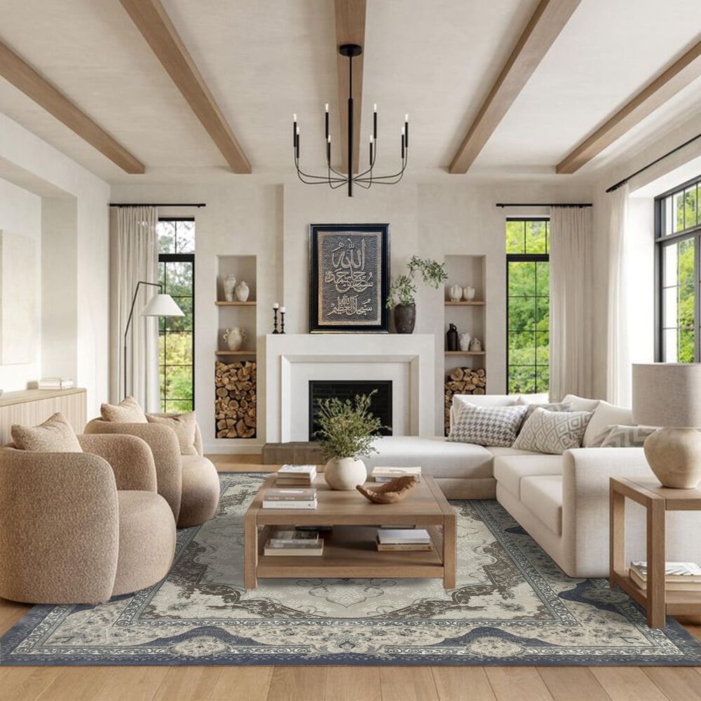 persian rug with frame
