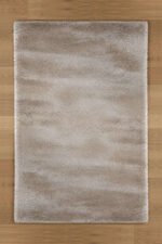 Beige shaggy rug 3x5 ft with soft fluffy pile by Musa Carpets