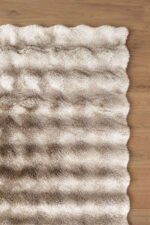 Beige shaggy area rug 3x5 ft viewed from another angle