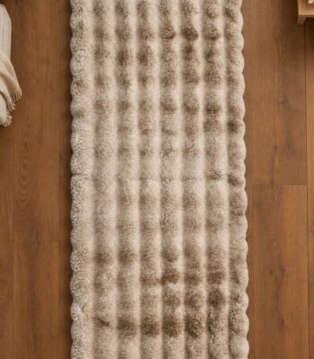 Brown shaggy rug displayed in a modern living room
