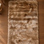 Brown shaggy rug displayed in a modern living room