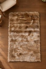 Brown shaggy rug displayed in a modern living room
