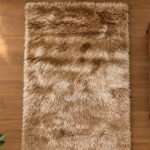 Brown shaggy rug displayed in a modern living room