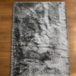 Grey shaggy rug displayed in a modern living room