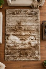 Brown shaggy rug displayed in a modern living room