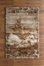 Brown shaggy rug with soft fluffy pile by Musa Carpets