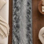 Grey shaggy runner rug 2.5x6 ft for modern interiors