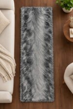 Grey shaggy runner rug 2.5x6 ft for modern interiors