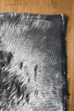 Grey shaggy rug with soft pile for bedroom and hallway décor