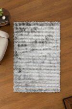 grey shaggy rug in living room