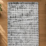 Grey shaggy rug displayed in a modern living room