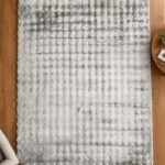 Grey shaggy rug displayed in a modern living room