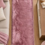 Pink shaggy rug 2.5x6 ft by Musa Carpets