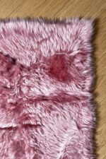 Pink shaggy runner rug 2.5x6 ft full product view