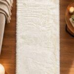 White shaggy runner rug 2.5x6 ft for modern home décor