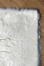 White shaggy runner rug 2.5x6 ft full product view
