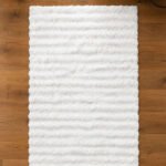 White fluffy shaggy rug for modern bedroom and living room décor
