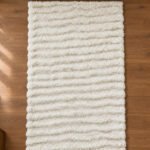 White fluffy shaggy rug for modern bedroom and living room décor