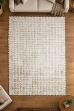 White fluffy shaggy rug for modern bedroom and living room décor
